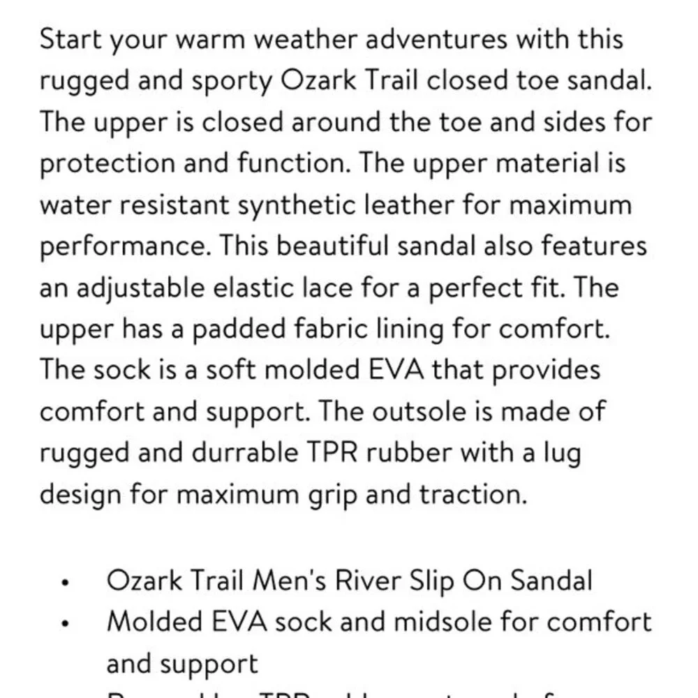 Ozark Trail Men’s Closed Toe Outdoor Sandal